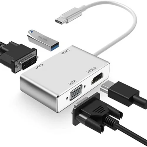 تبدیل تایپ سی  به VGA- HDMI- DVI- USB 3.0